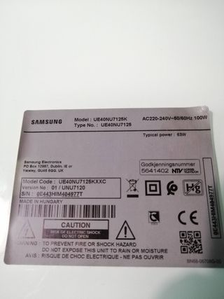 Despiece smart tv samsung UE40NU7125K
