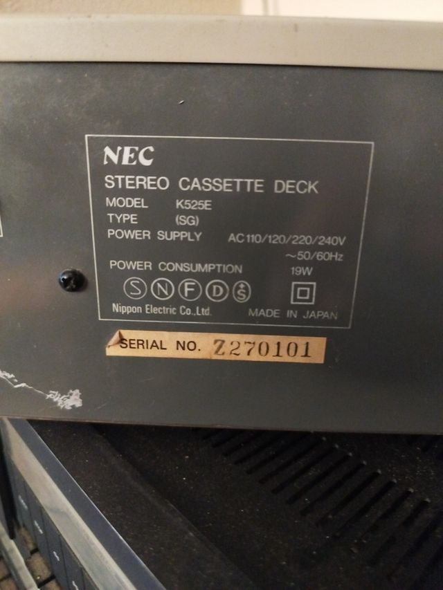 aparato cassette nec k525e