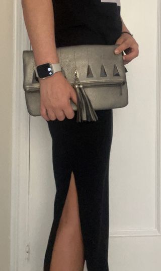 Bolso con estilo de piel sintética gris metálico