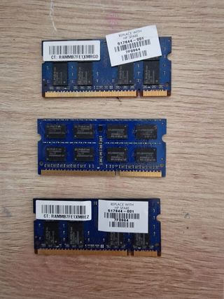 Lote memoria ram portátil 3x2gb dimm2