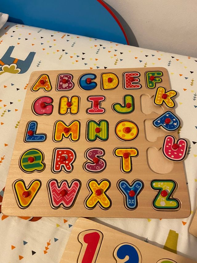 letras y numeros de madera - 3 juegos - puzzle.