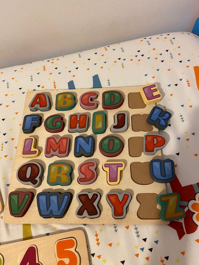 letras y numeros de madera - 3 juegos - puzzle.