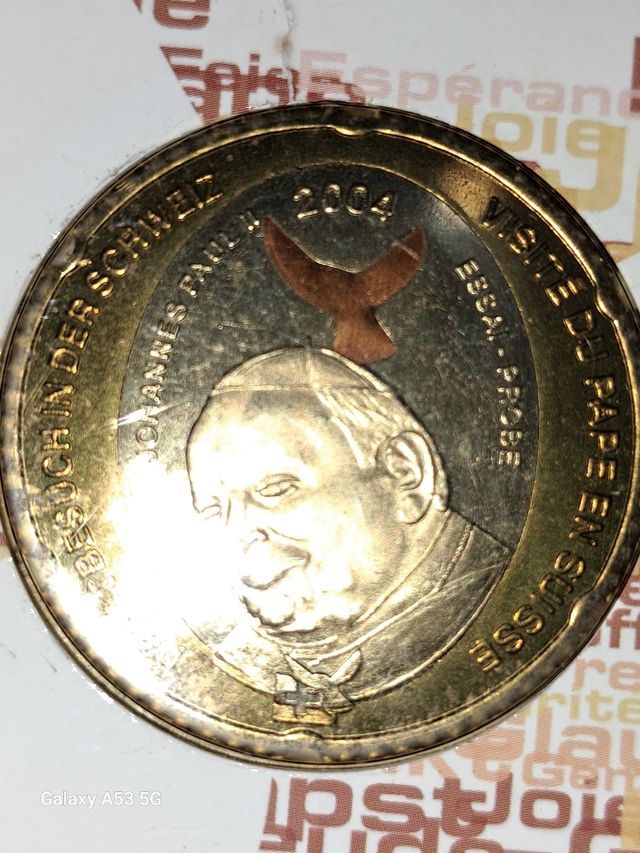 Medalla   conmemorativa 5europ 2004 vista Papa
