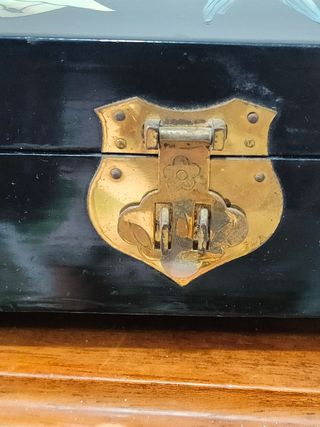 Antiguo caja joyero lacado nácar Oriental