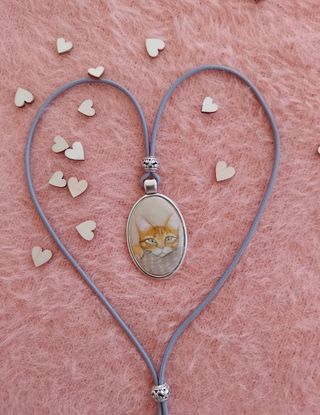 Colgante con mini retrato gato