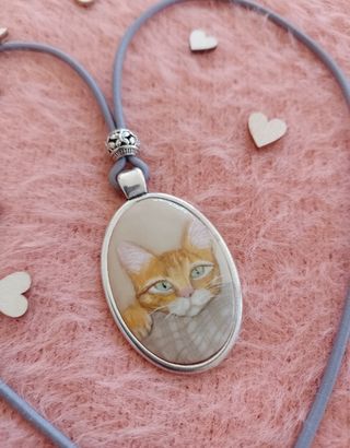 Colgante con mini retrato gato