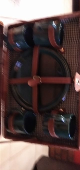 Set cesto da picnic vimini/pelle 4 persone