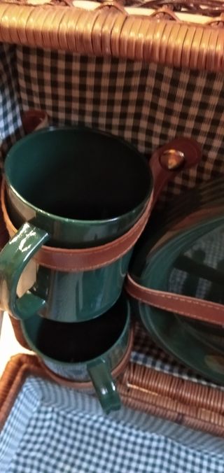 Set cesto da picnic vimini/pelle 4 persone