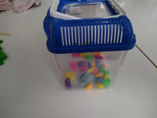 Pecera chiquitina con piedras de colores