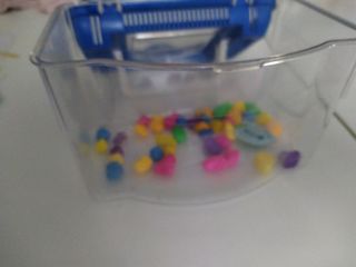 Pecera chiquitina con piedras de colores