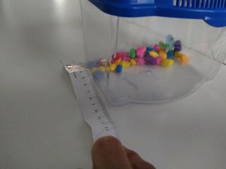 Pecera chiquitina con piedras de colores