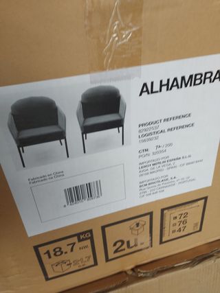 Set 2 sillas de jardín de acero Alhambra gris