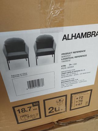 Set 2 sillas de jardín de acero Alhambra gris