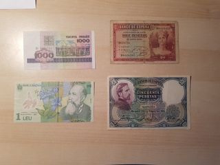 Lote 4 billetes antiguos
