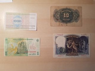 Lote 4 billetes antiguos