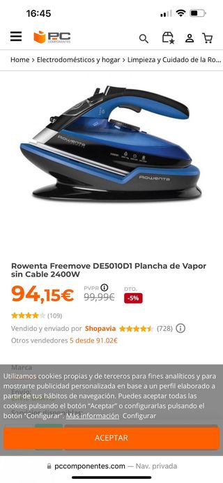 Plancha Rowenta Freemove sin cable