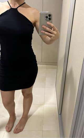 vestido negro halter zara