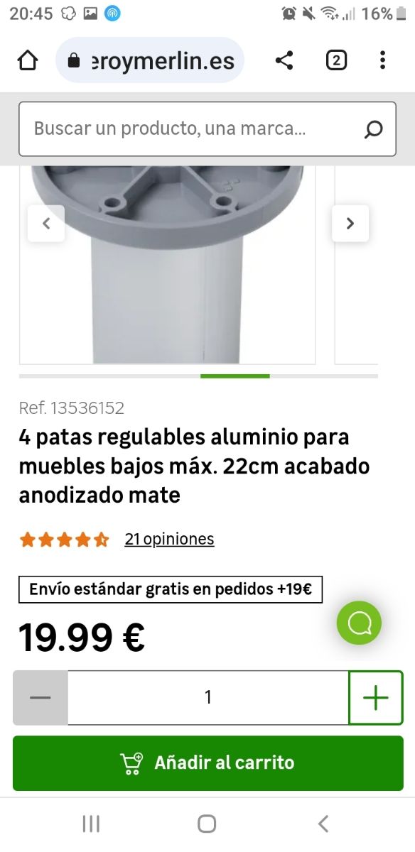 PATAS PARA MUEBLE REGULABLES PARA MAS O MENOS ALTU