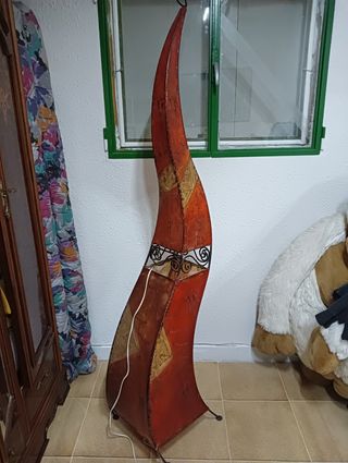 Lampara marroquí forja y piel