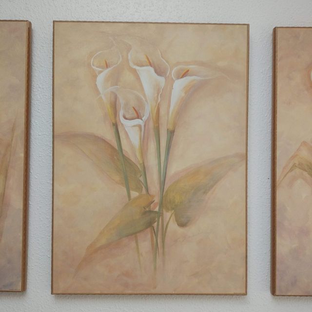 Set de 3 lienzos en madera con motivo floral