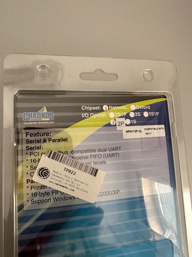 Tarjeta PCI puerto paralelo.