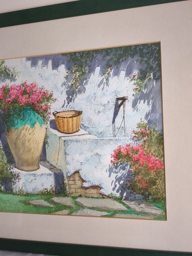 Acuarela detalle de un patio,con marco