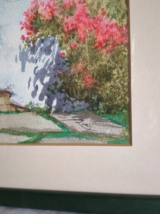 Acuarela detalle de un patio,con marco