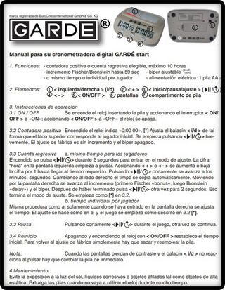 Reloj de Ajedrez Gardé Start con Incremento tiempo