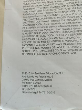 Libro Historia 4 ESO. Santillana.