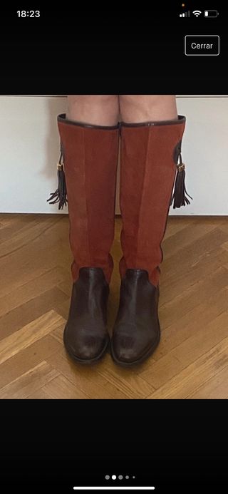 botas altas de cuero y ante invierno