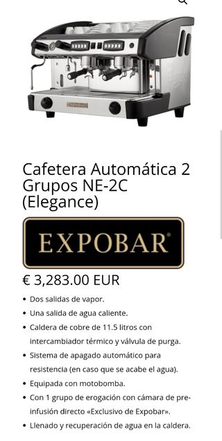 Cafetera EXPOBAR ELEGANCE Modelo: NE-2C 
