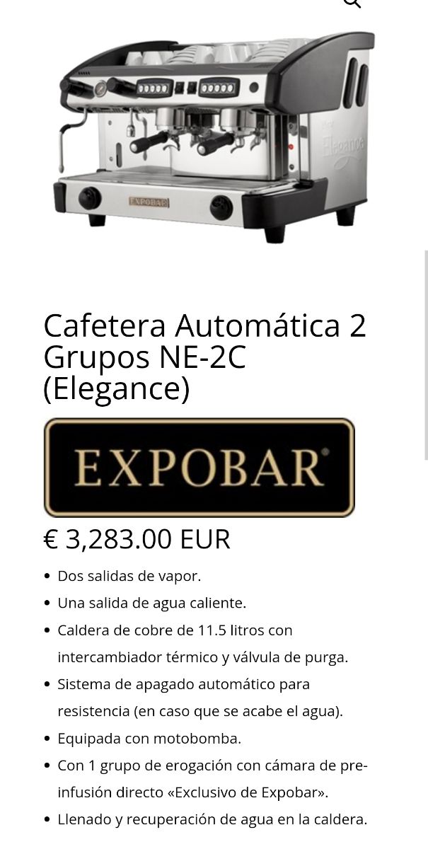 Cafetera EXPOBAR ELEGANCE Modelo NE2C de segunda mano por 1.950 EUR