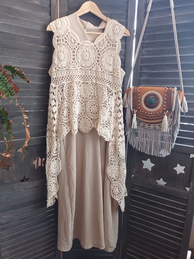🌸 Sobrevestido asimétrico crochet 🌸 Kalexa