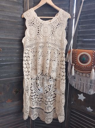 🌸 Sobrevestido asimétrico crochet 🌸 Kalexa