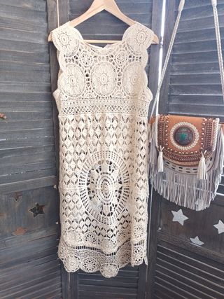 🌸 Sobrevestido asimétrico crochet 🌸 Kalexa