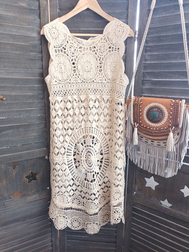 🌸 Sobrevestido asimétrico crochet 🌸 Kalexa
