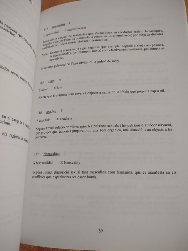 Libro "Vocabulari de Psicoanàlisi"