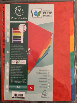 Juego de Separadores 6 colores Exacompta