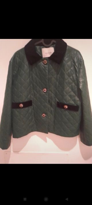 Chaqueta verde botella imitación piel