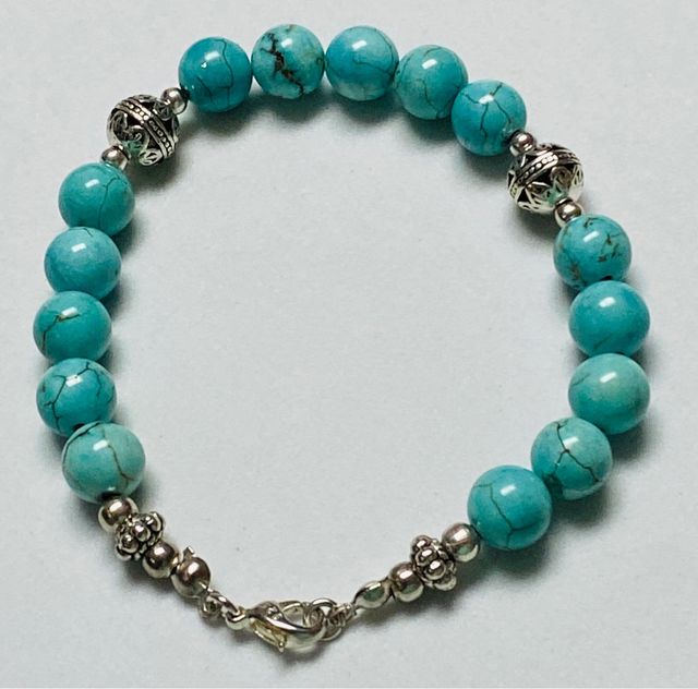 Pulsera con turquesas naturales y plata de ley 925