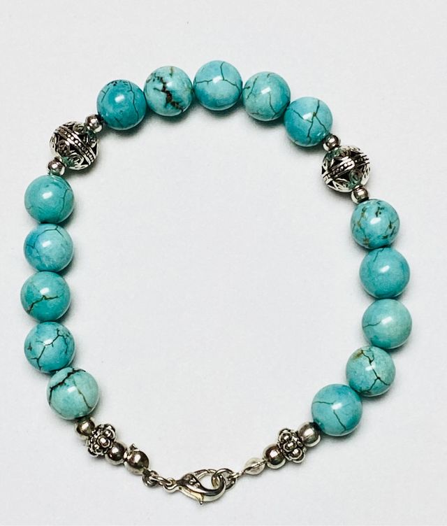 Pulsera con turquesas naturales y plata de ley 925