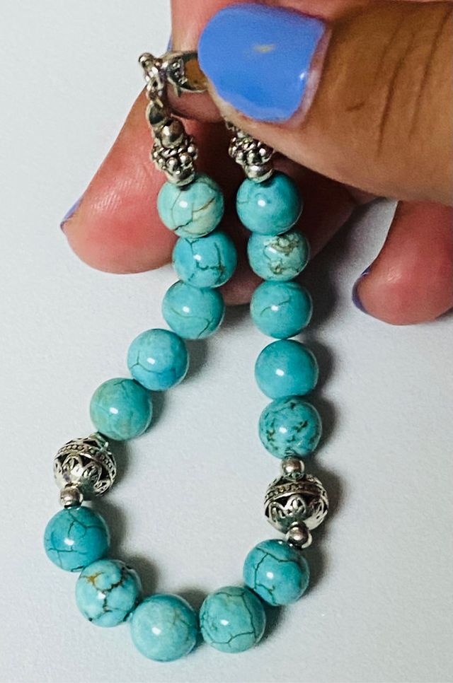 Pulsera con turquesas naturales y plata de ley 925