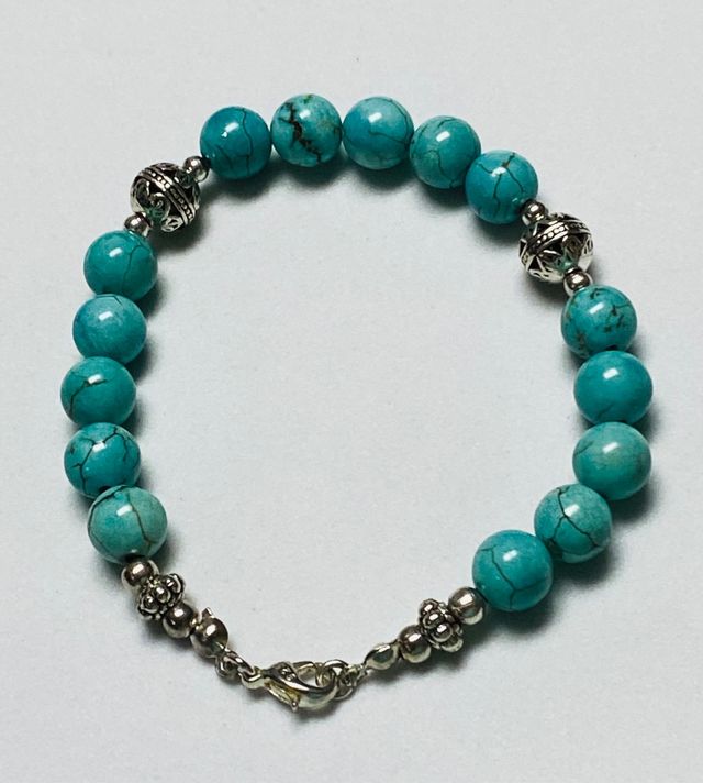Pulsera con turquesas naturales y plata de ley 925