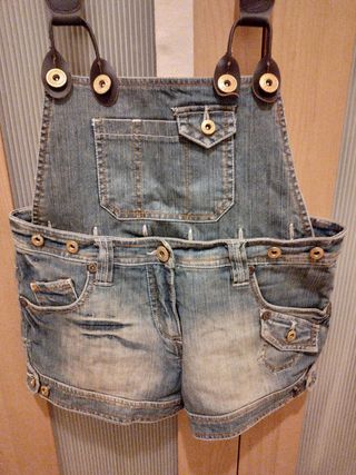 Peto jeans mujer talla 36.short corto Blanco marca