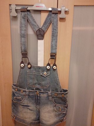 Peto jeans mujer talla 36.short corto Blanco marca