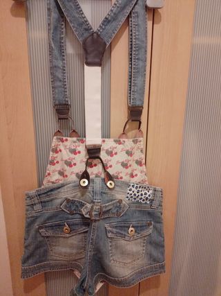 Peto jeans mujer talla 36.short corto Blanco marca