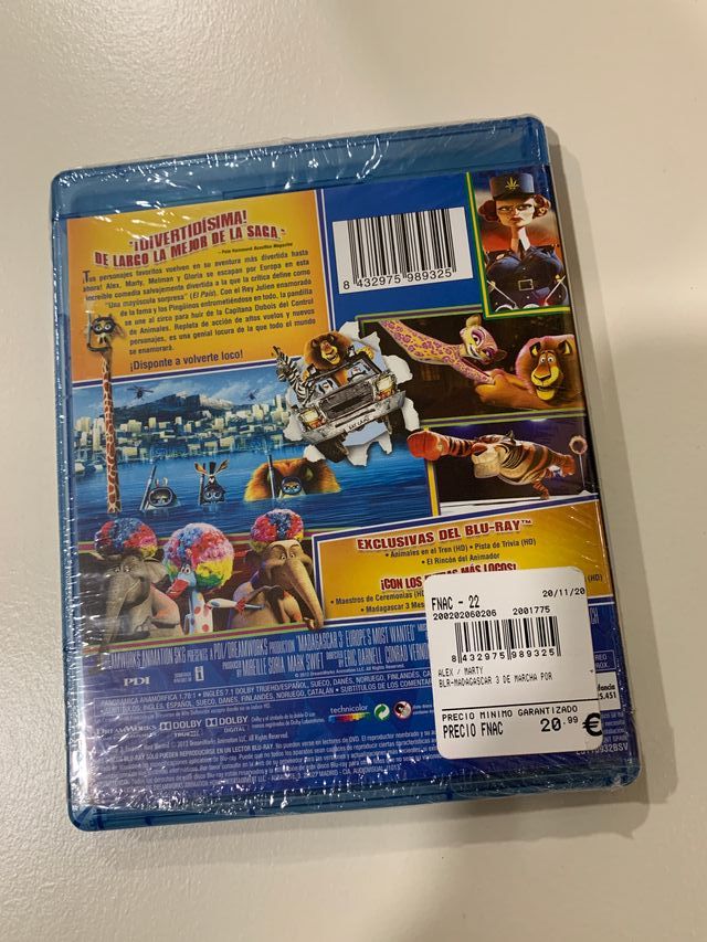Madagascar 1 (DVD), 2 (DVD) y 3 (Blu Ray)