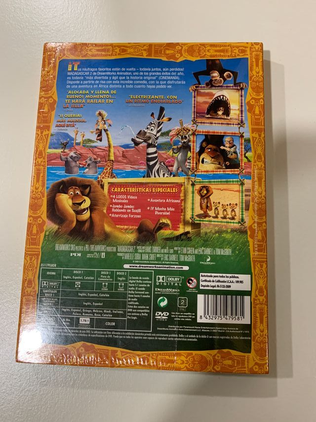 Madagascar 1 (DVD), 2 (DVD) y 3 (Blu Ray)