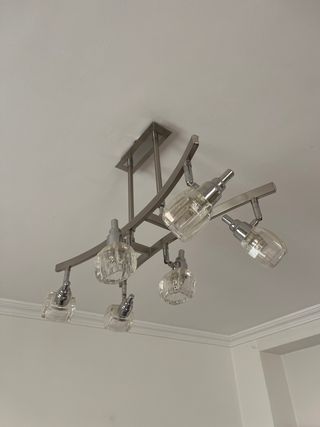 Lamparas techo set cristal y acero