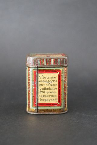 Cajita de hojalata antigua decorada y policromada